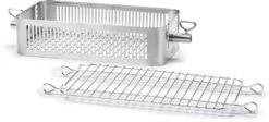 Napoleon Flat Stainless Steel Rotisserie Basket -Barbeque Tool Shop 57013 Web Gallery 03 57013 Adjustable Stainless Steel Rotisserie Basket OnWhite Seperated